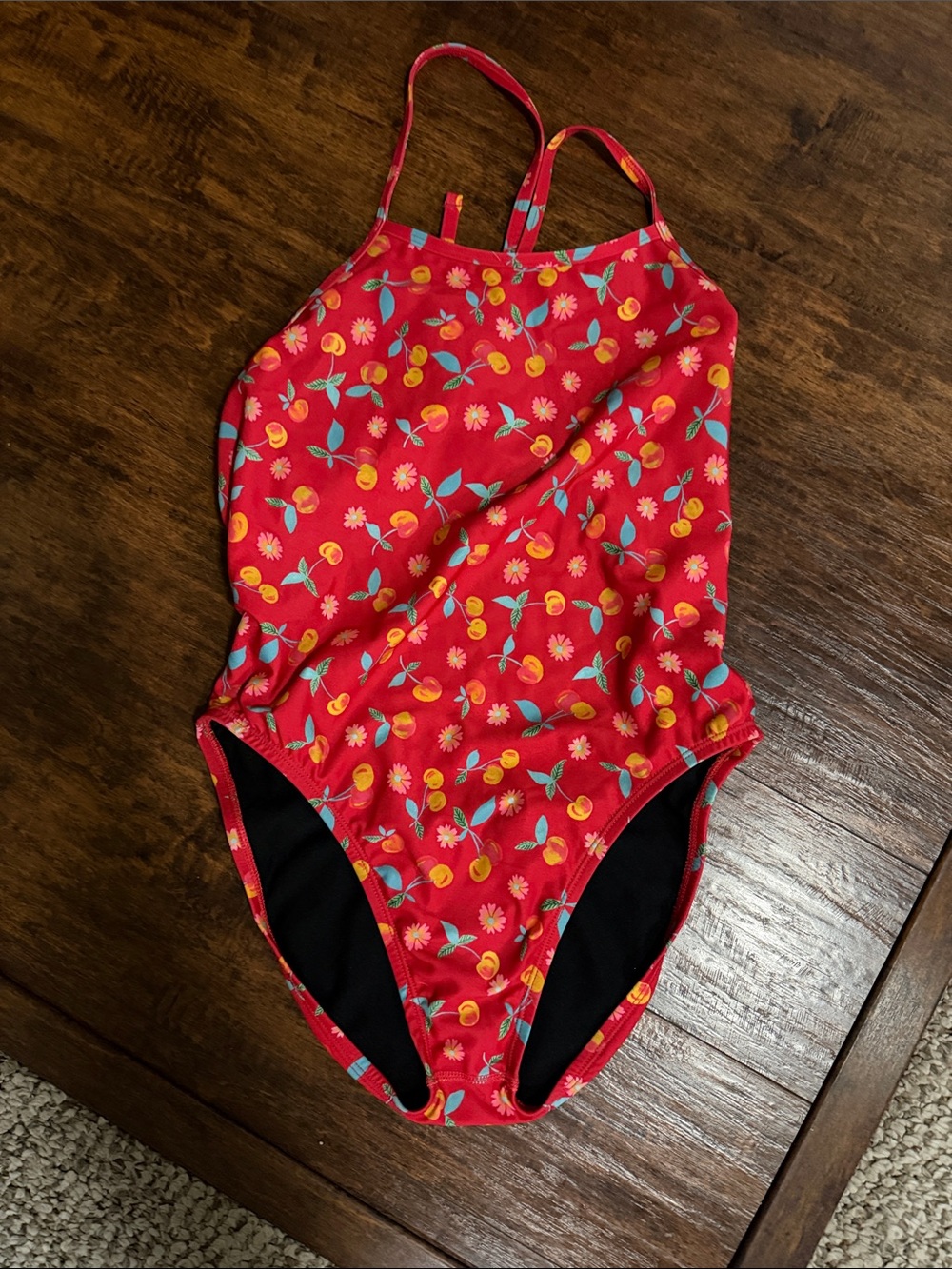 Jolyn’s Red Floral One-Piece Swimsuit - Girls- size 32